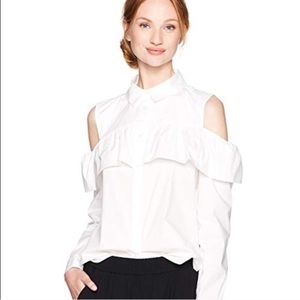 Calvin Klein cold shoulder ruffled blouse
